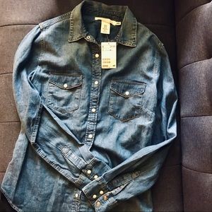 H&M L.O.G.G. denim button up shirt